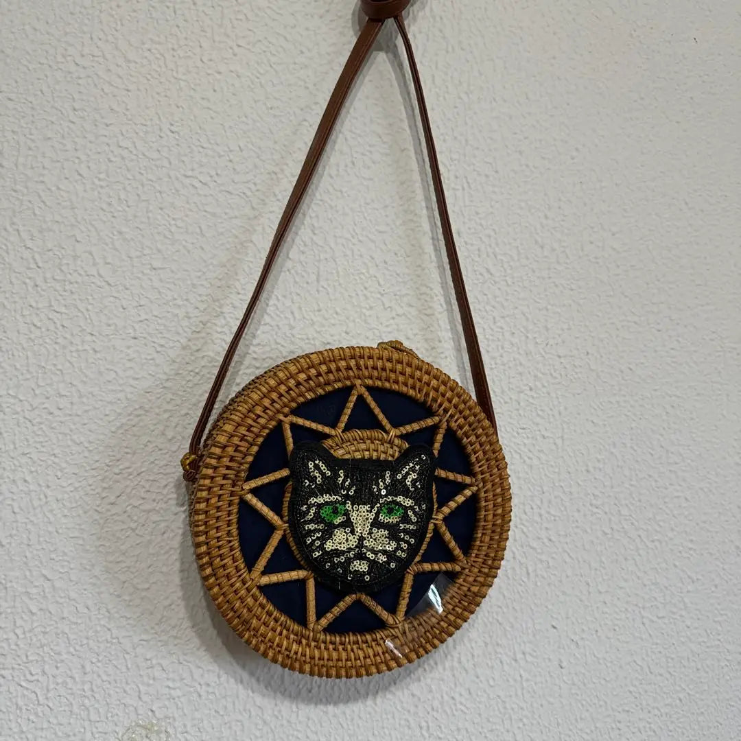 Round shoulder basket bag, sparkling cat bag, cat bag