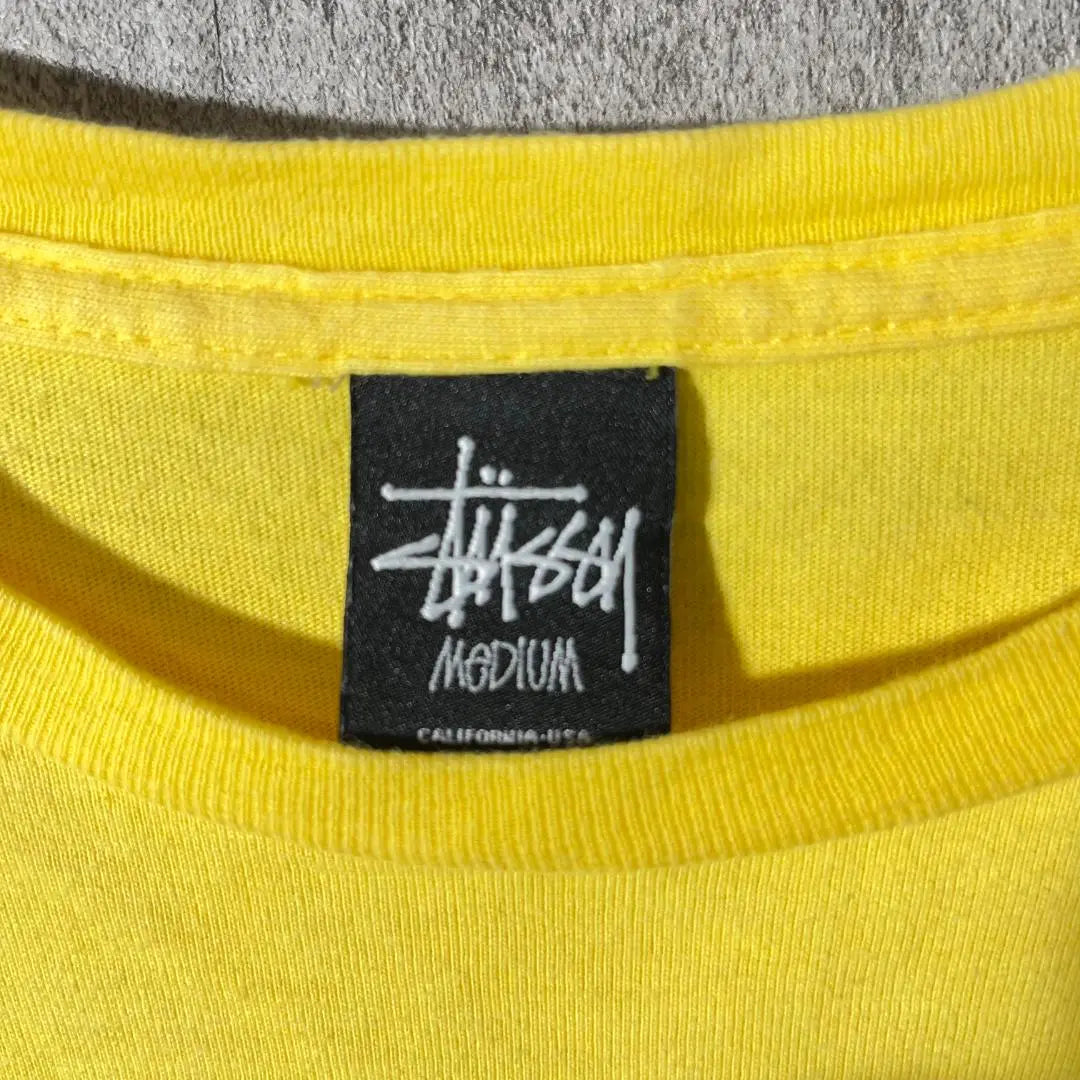 [Very popular] Stussy Pocket T-shirt Yellow Simple Purple Embroidered Stock Logo