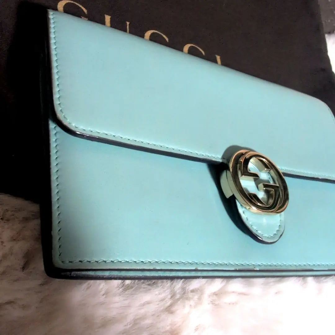 [GUCCI] Shoulder wallet light blue