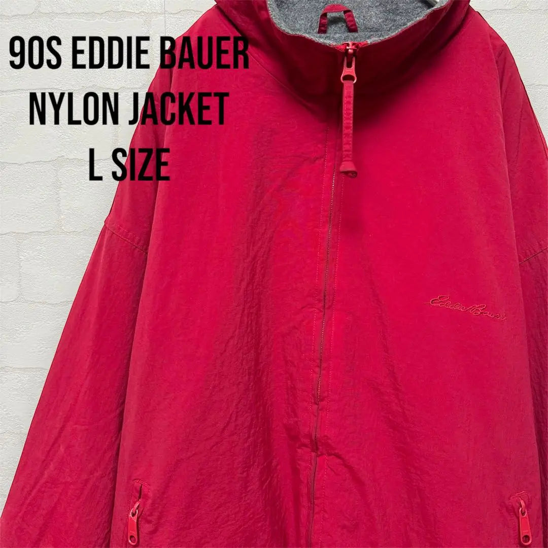 90s Eddie Bauer Nylon Jacket Fleece L White Tag Wine Red