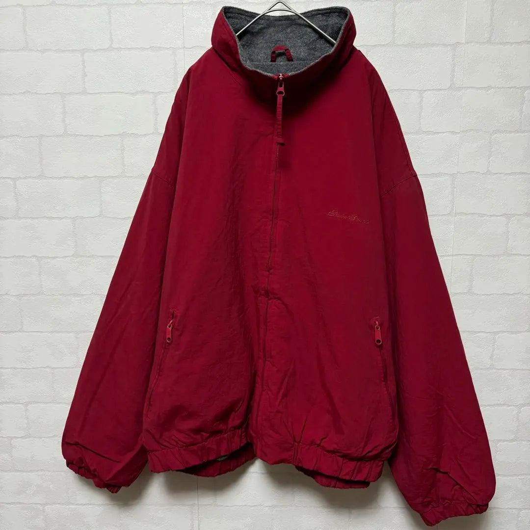 90s Eddie Bauer Nylon Jacket Fleece L White Tag Wine Red