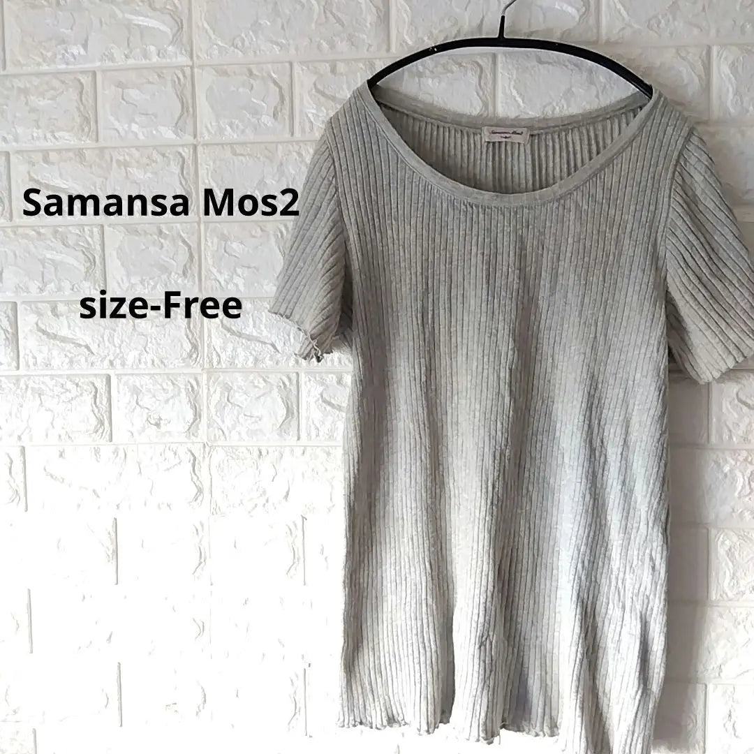 Samansa Mos2 Samantha Mosmos Tops Gray Short Sleeve Free