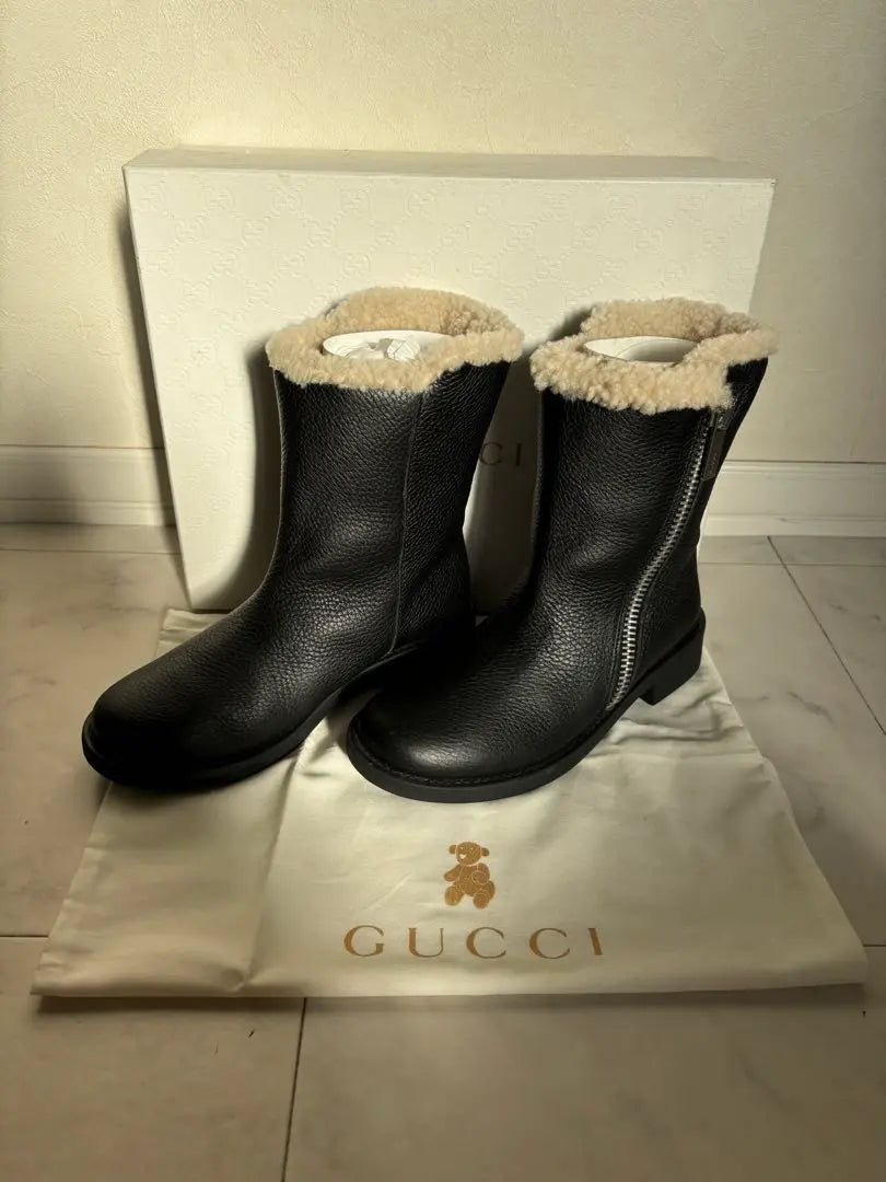 Gucci Gucci Boots Mouton Boots Mouton Calf Leather Kids 32 | グッチ GUCCI ブーツ ムートンブーツ ムートン カーフレザー キッズ 32