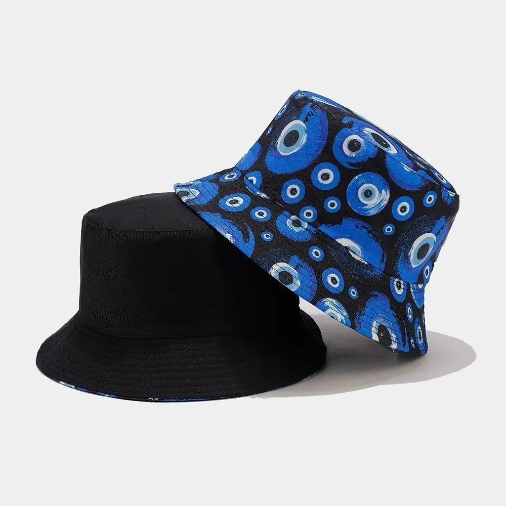 Blue Black Reversible Women's Bucket Hat Pattern Stylish | ブルー ブラック リバーシブル レディース バケットハット パターン オシャレ