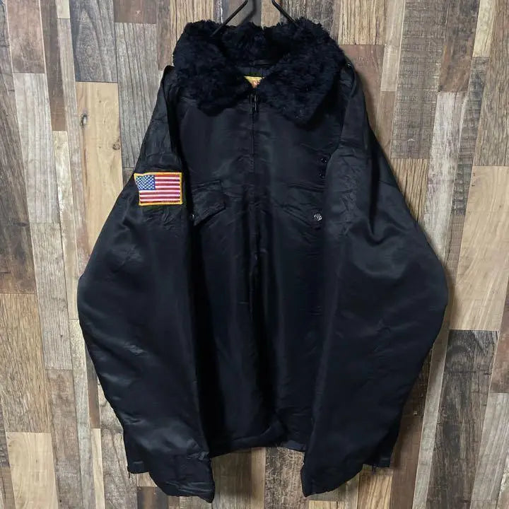 Nylon Blouson Black Men's XL USA Vintage 90s Long Sleeve Jacket