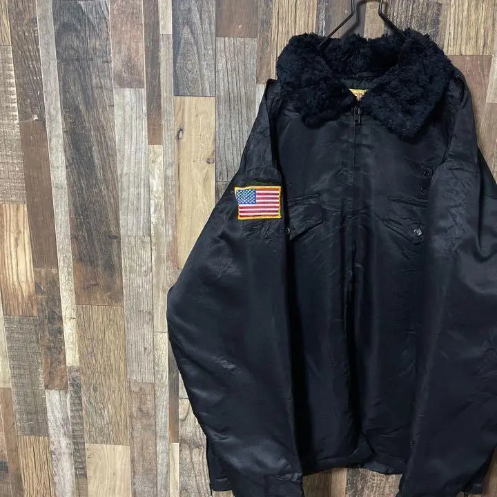 Nylon Blouson Black Men's XL USA Vintage 90s Long Sleeve Jacket