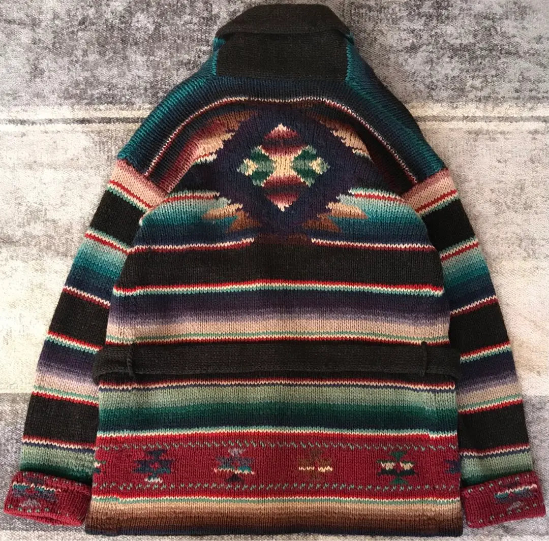 Vestido de punto Ralph Lauren de los años 90 con la mejor combinación de colores en degradados y estampados nativos