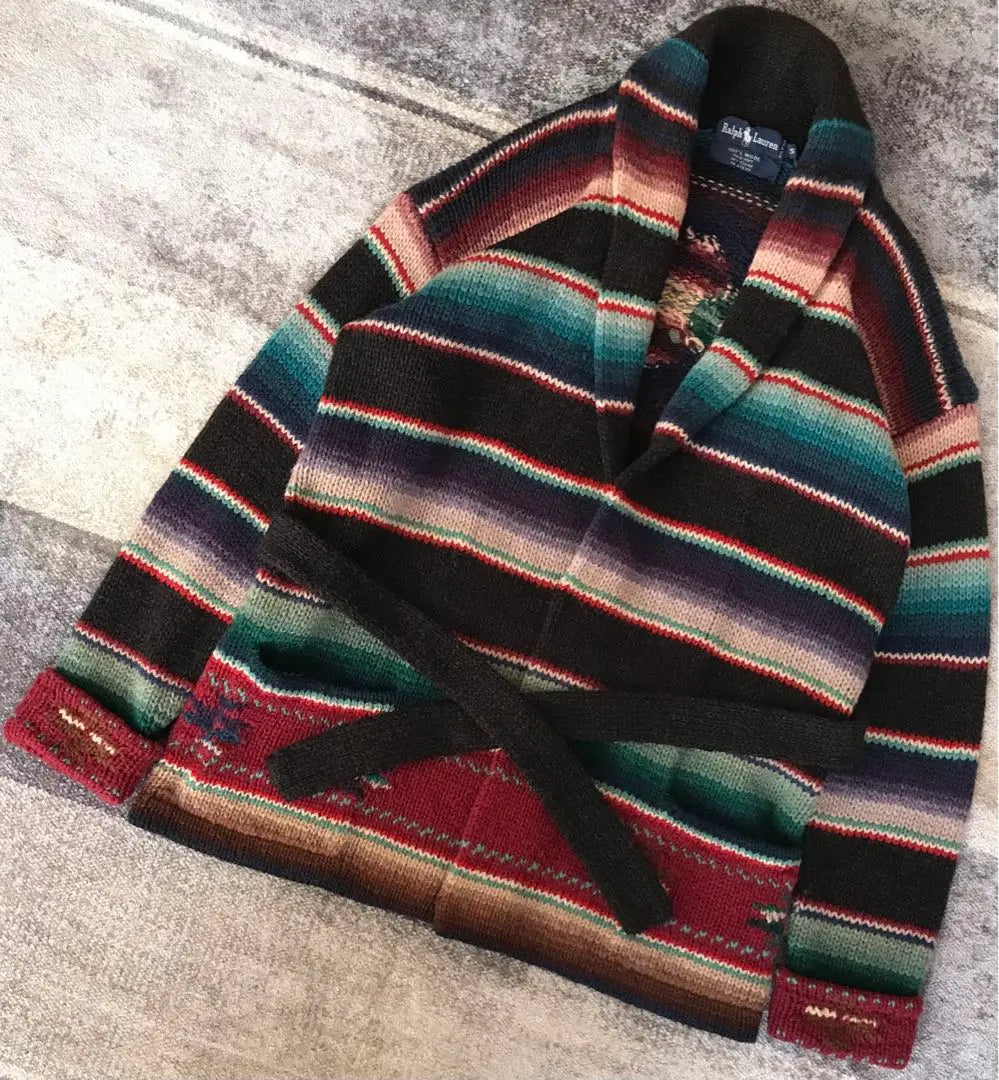 Vestido de punto Ralph Lauren de los años 90 con la mejor combinación de colores en degradados y estampados nativos