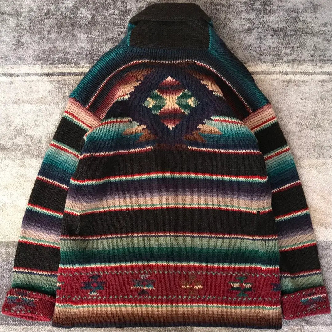 Vestido de punto Ralph Lauren de los años 90 con la mejor combinación de colores en degradados y estampados nativos