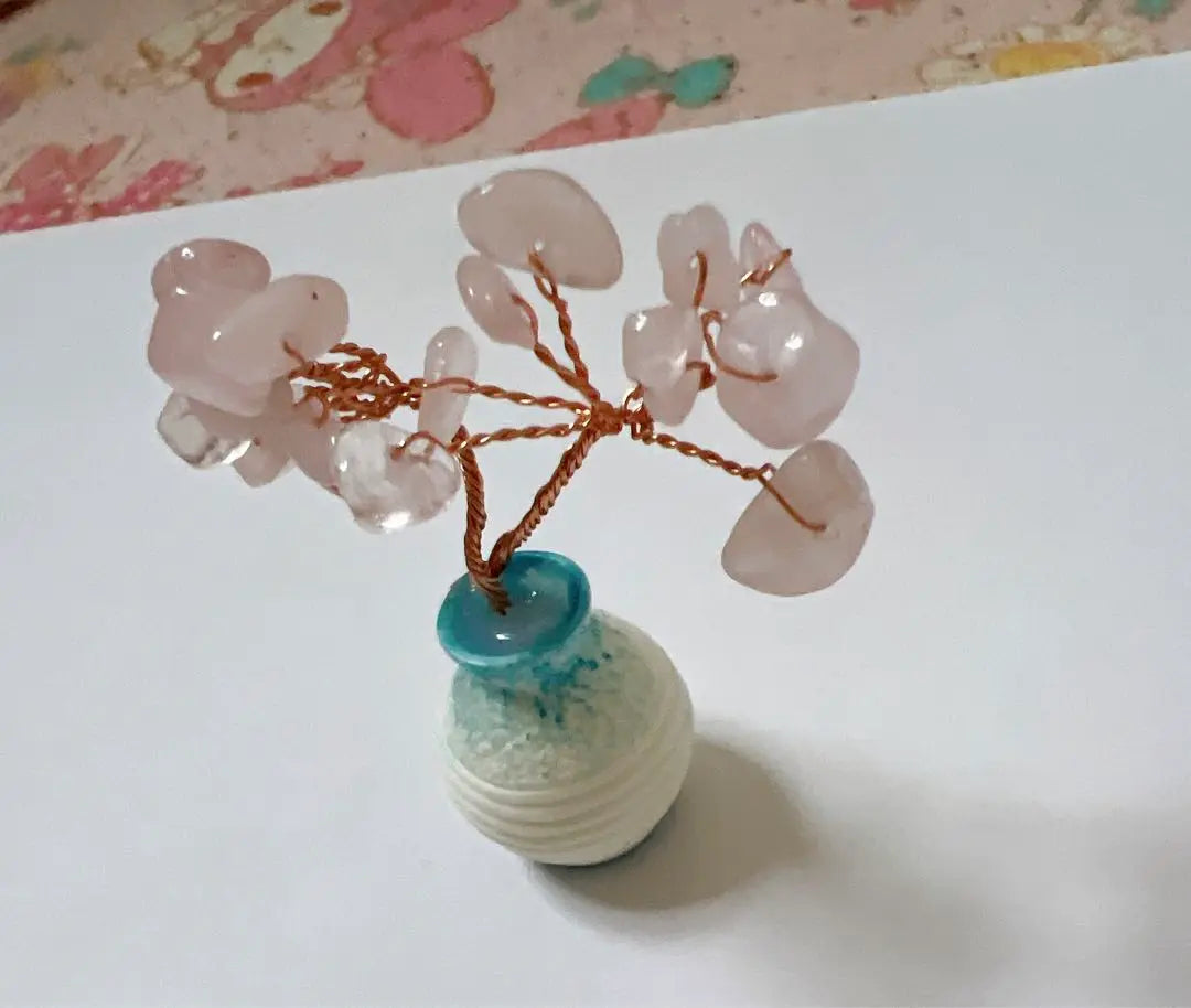 Enchanting Tree Feng Shui Ornament Mini Size Interior Decoration Power Stone Pink Amulet