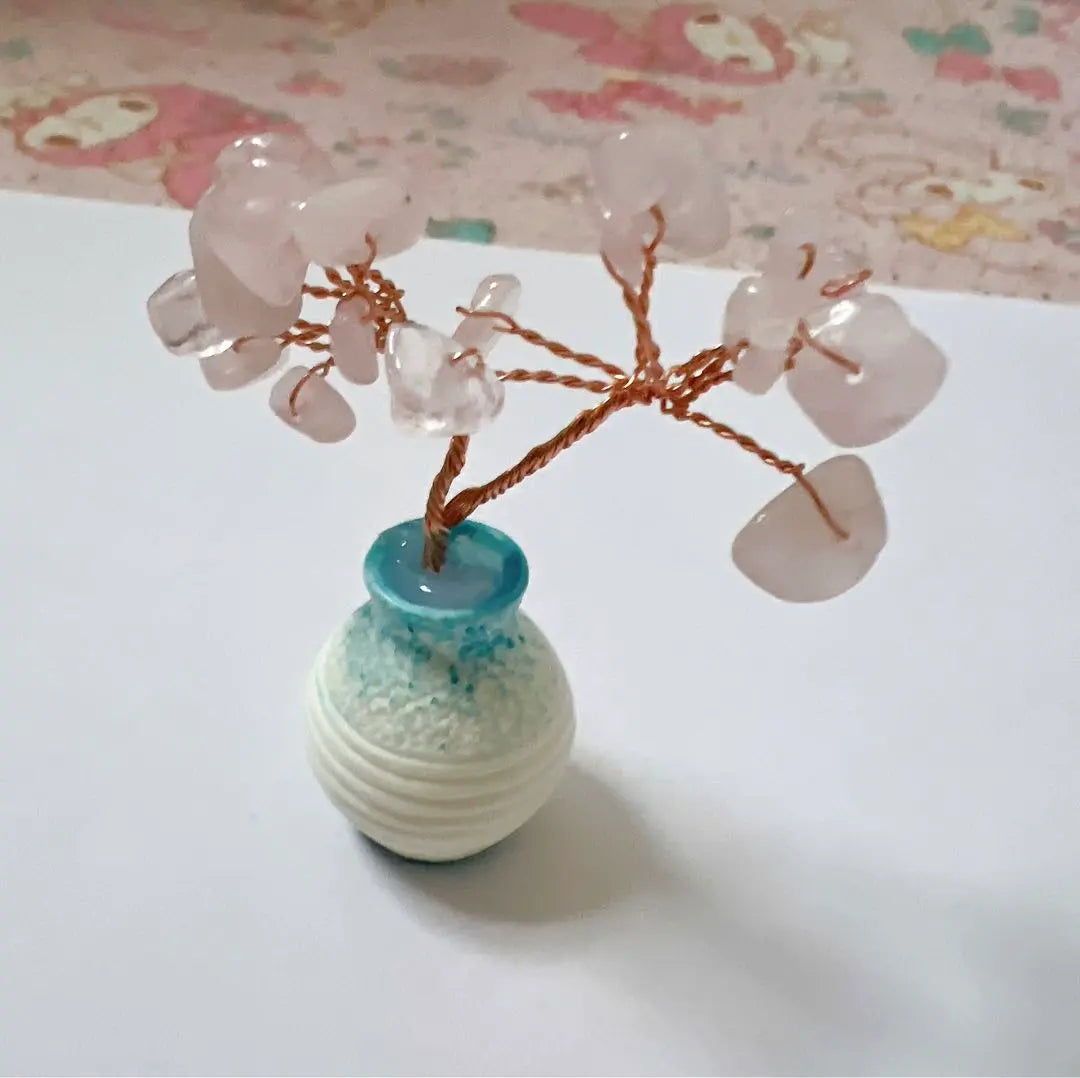 Enchanting Tree Feng Shui Ornament Mini Size Interior Decoration Power Stone Pink Amulet