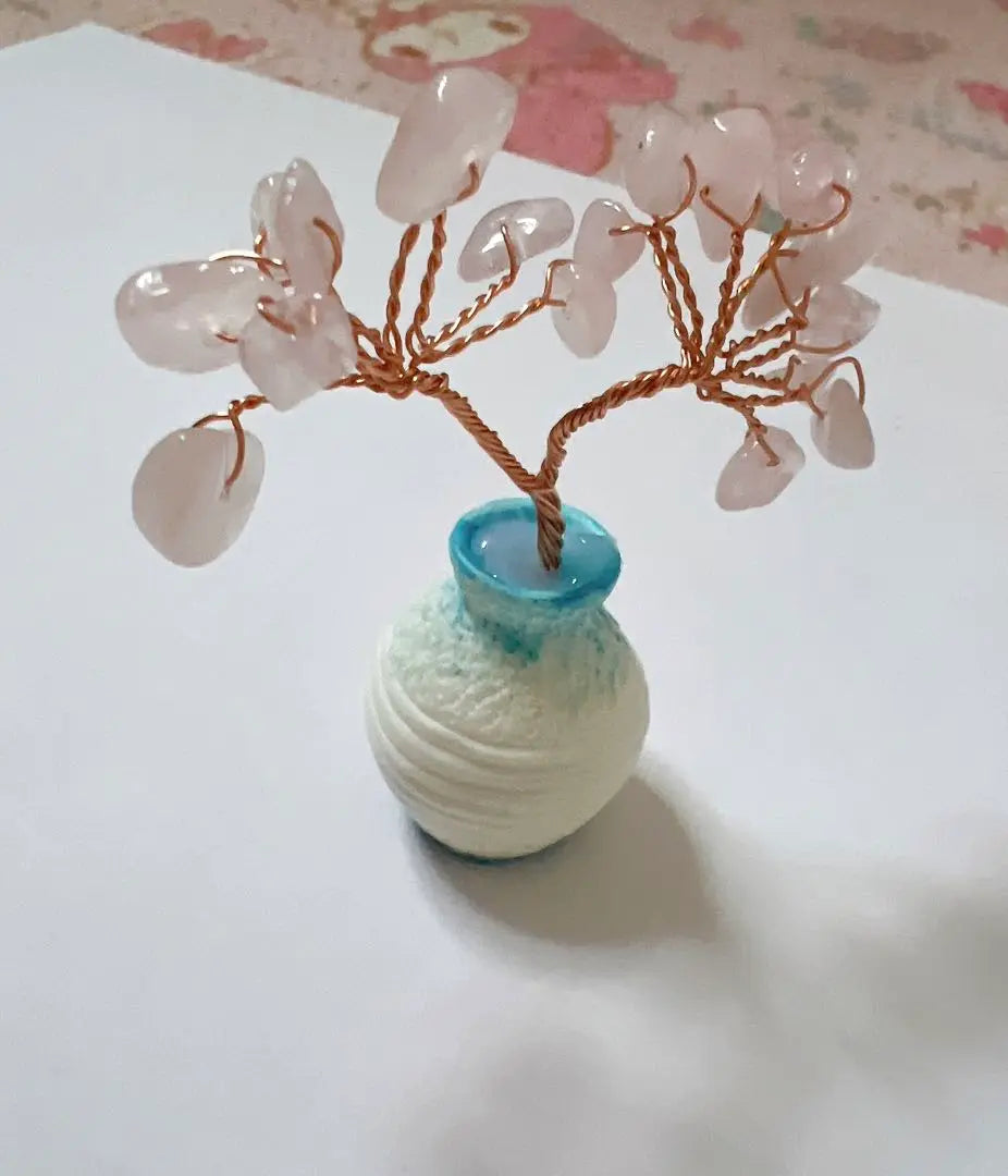 Enchanting Tree Feng Shui Ornament Mini Size Interior Decoration Power Stone Pink Amulet