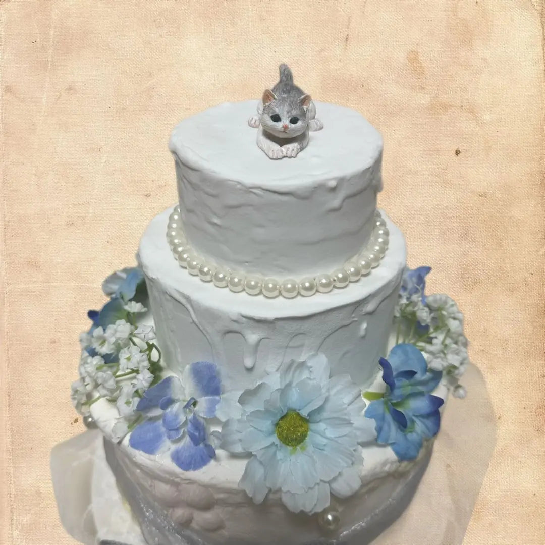 Pastel de arcilla de 3 niveles azul hecho a mano cumpleaños boda actividades favoritas