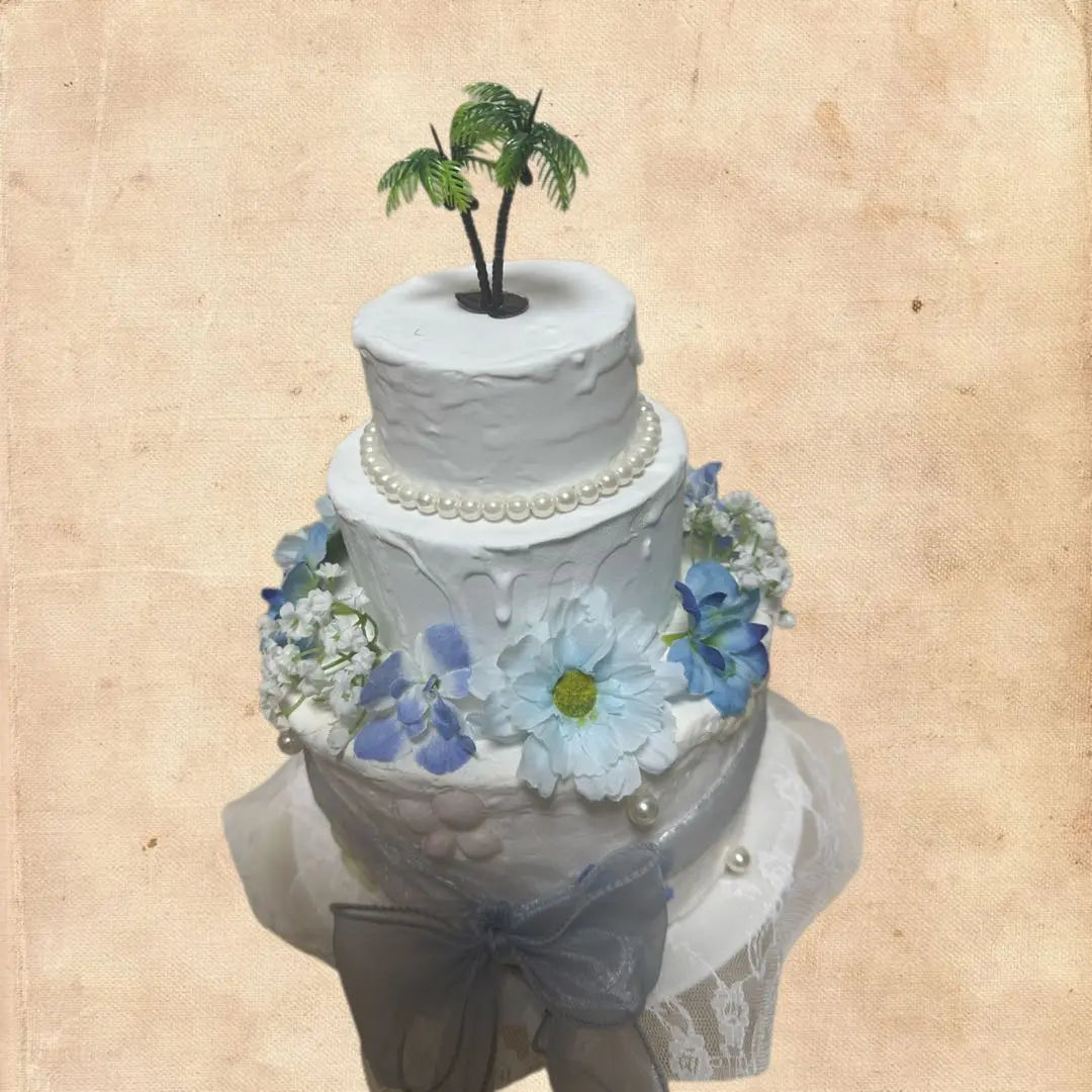 Pastel de arcilla de 3 niveles azul hecho a mano cumpleaños boda actividades favoritas