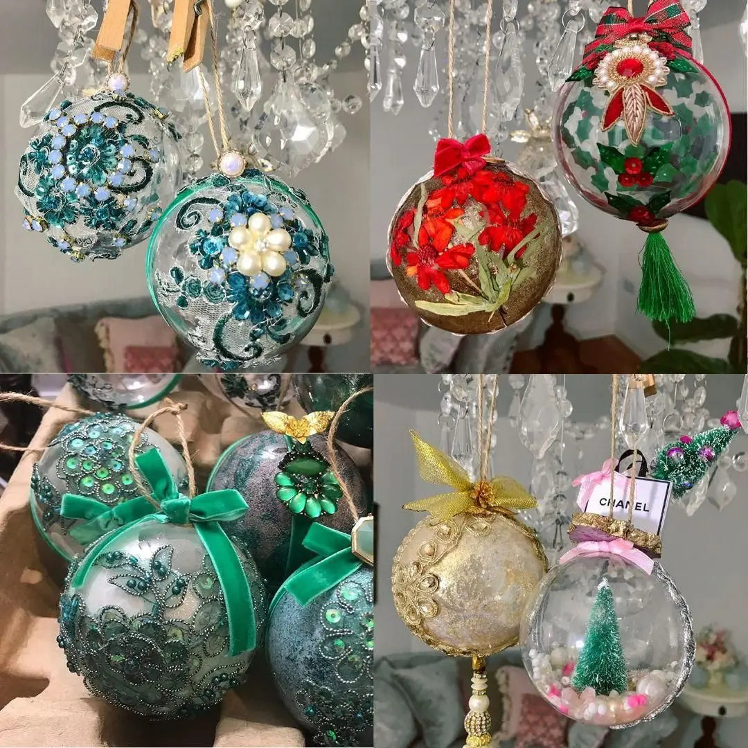 Ornament ball 8cm Christmas transparent hollow ball handmade 20 pieces