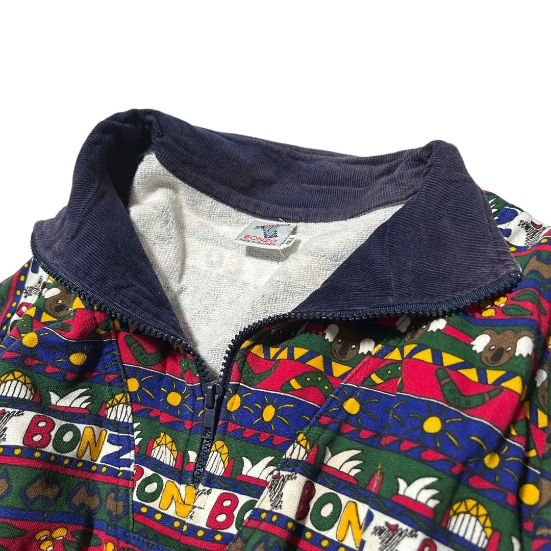 90s BONZO All-over Pattern Sweatshirt Made in Australia Soaked Print