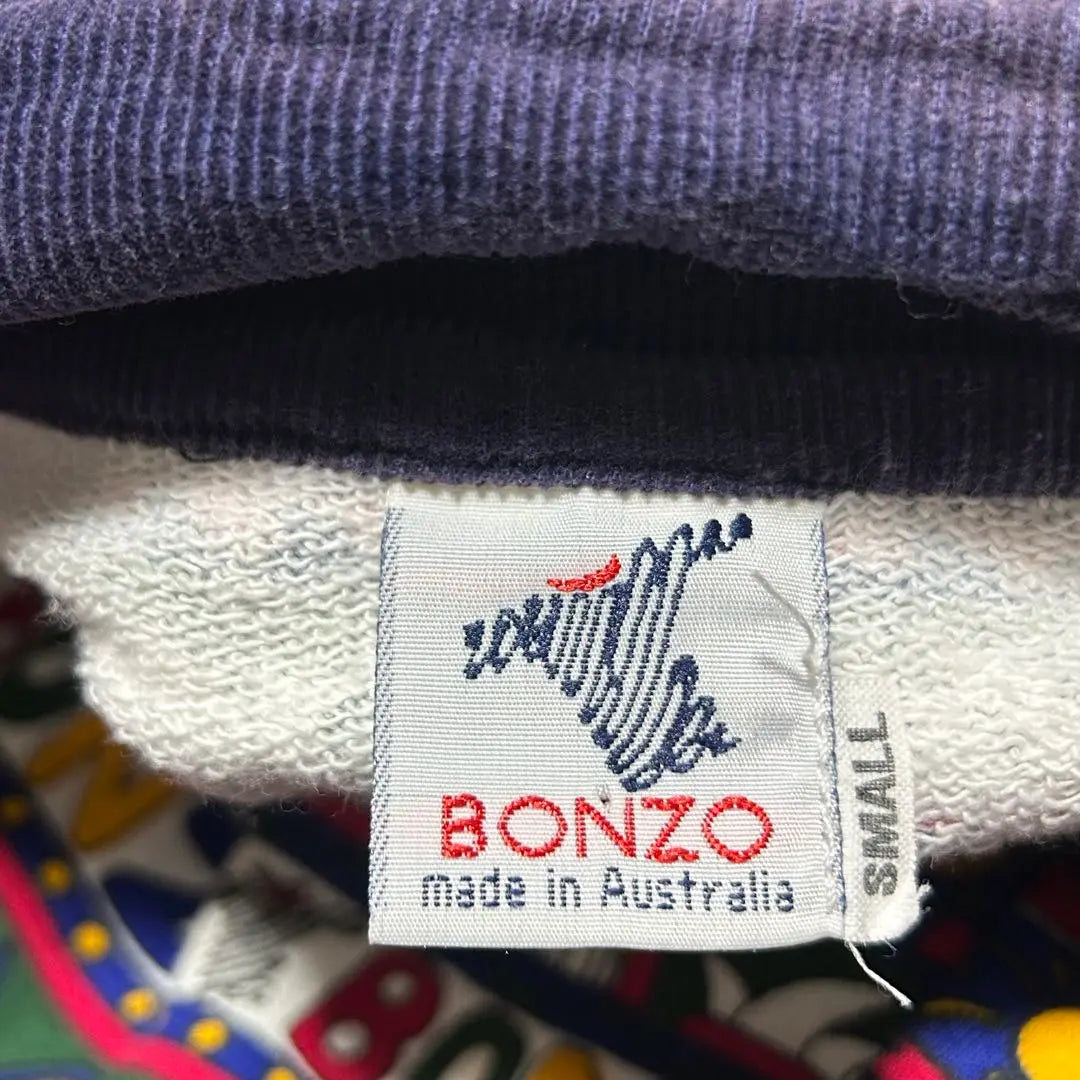 90s BONZO All-over Pattern Sweatshirt Made in Australia Soaked Print