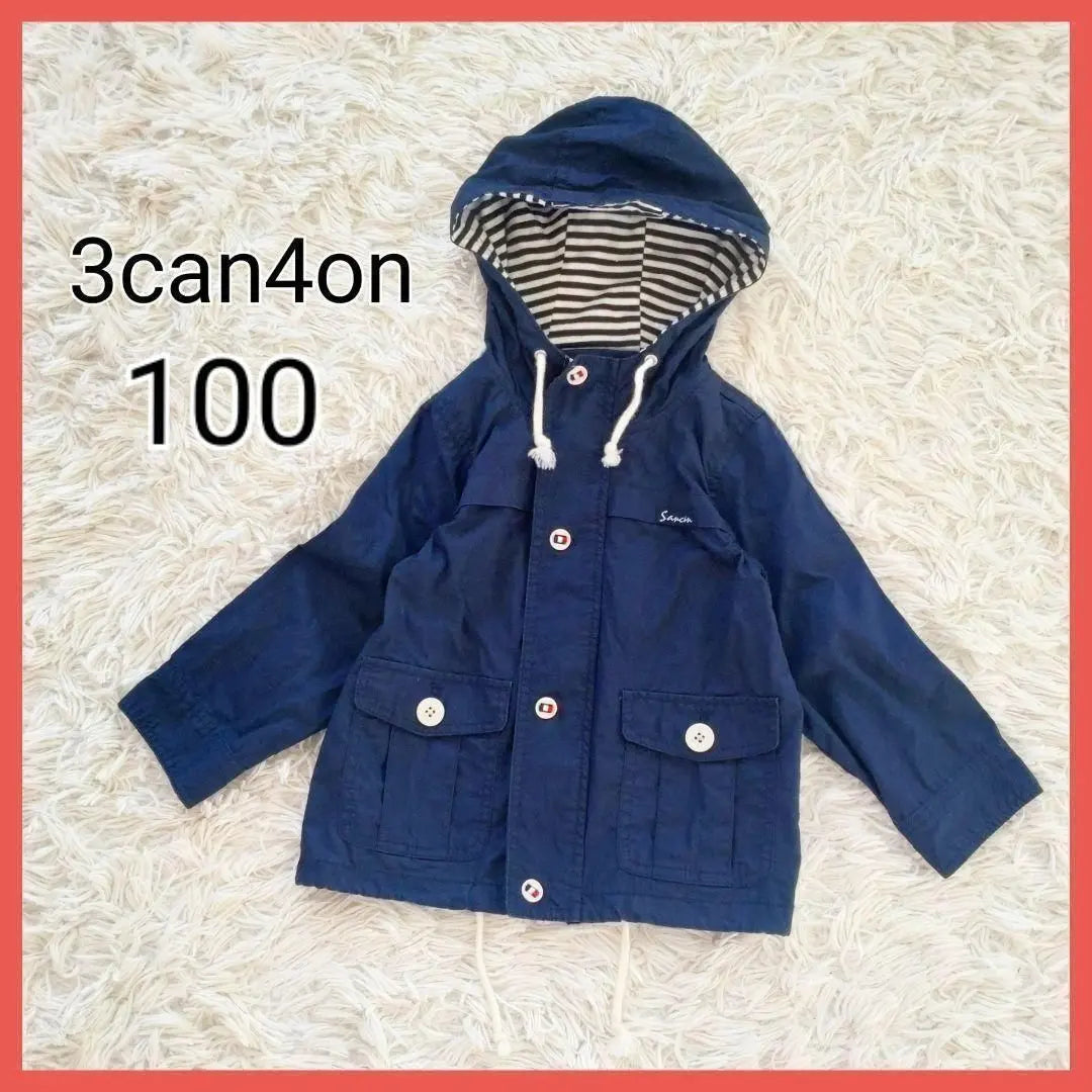 ★Good condition★[100] Sancansion Hooded Blouson Jumper Coat Blue