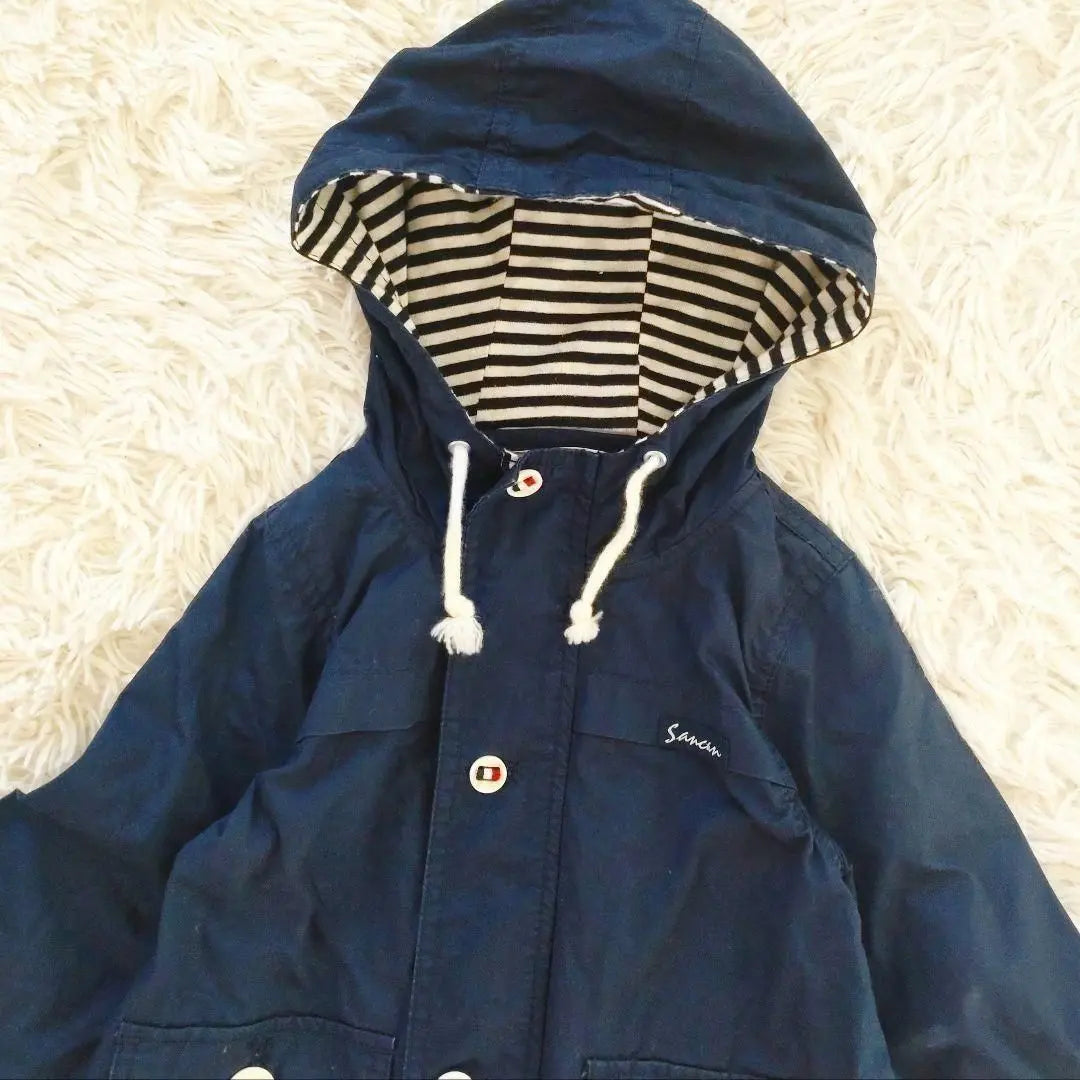 ★Good condition★[100] Sancansion Hooded Blouson Jumper Coat Blue