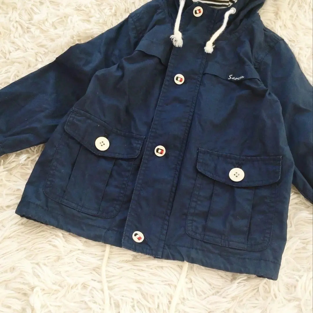 ★Good condition★[100] Sancansion Hooded Blouson Jumper Coat Blue