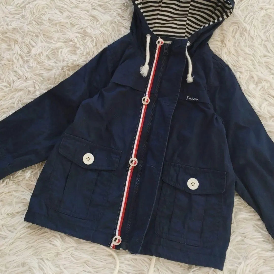 ★Good condition★[100] Sancansion Hooded Blouson Jumper Coat Blue