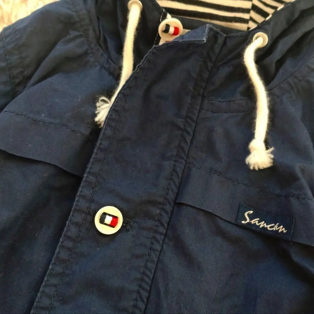 ★Good condition★[100] Sancansion Hooded Blouson Jumper Coat Blue