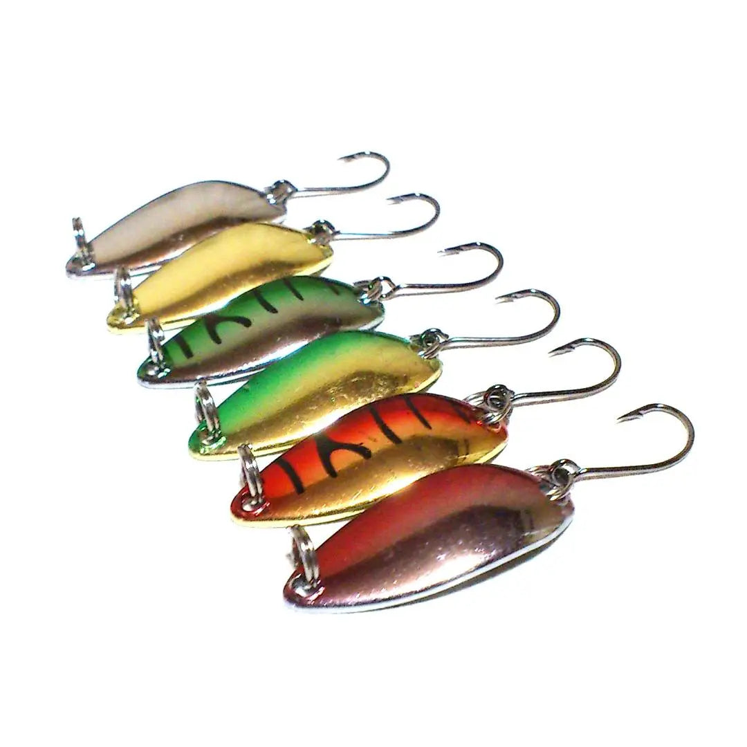 Señuelos de cuchara, juego de 6 colores, 30 mm/3 g, pesca, señuelo, captura masiva, precio más bajo