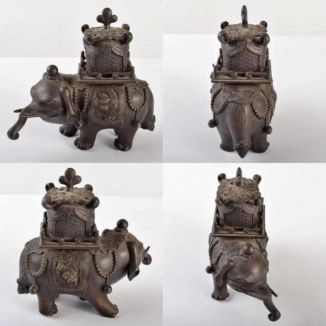 China Gold-plated Bronze Elephant Incense Burner G R5119 | 中国　古銅鍍金　象香炉　G　R5119