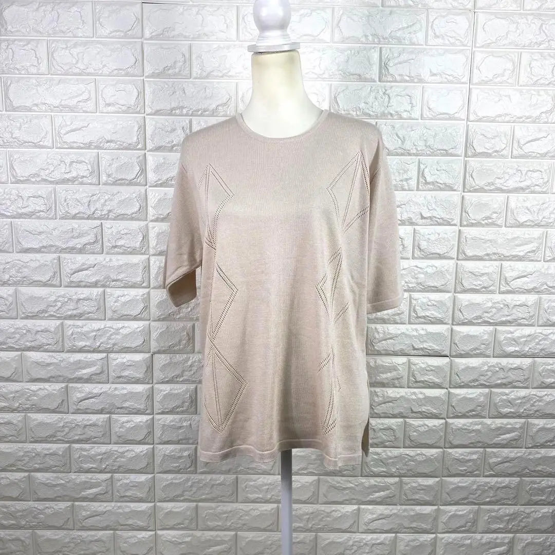 ◯ Sin marca tops de manga corta lino mixto suelto suelto beige talla L | ◯ノーブランド 半袖トップス リネン混 ゆったり ゆるだぼ ベージュ Lサイズ