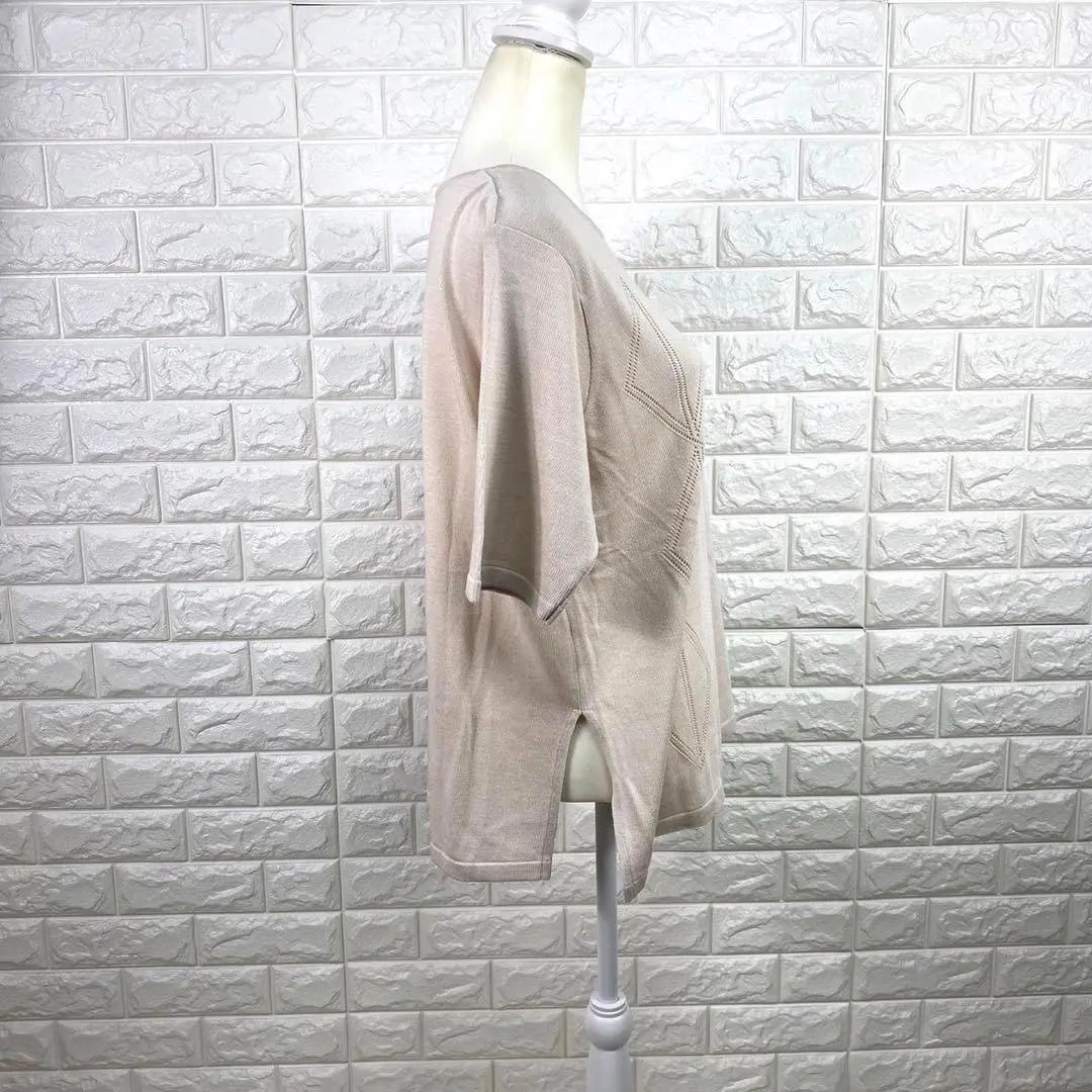 ◯ Sin marca tops de manga corta lino mixto suelto suelto beige talla L | ◯ノーブランド 半袖トップス リネン混 ゆったり ゆるだぼ ベージュ Lサイズ