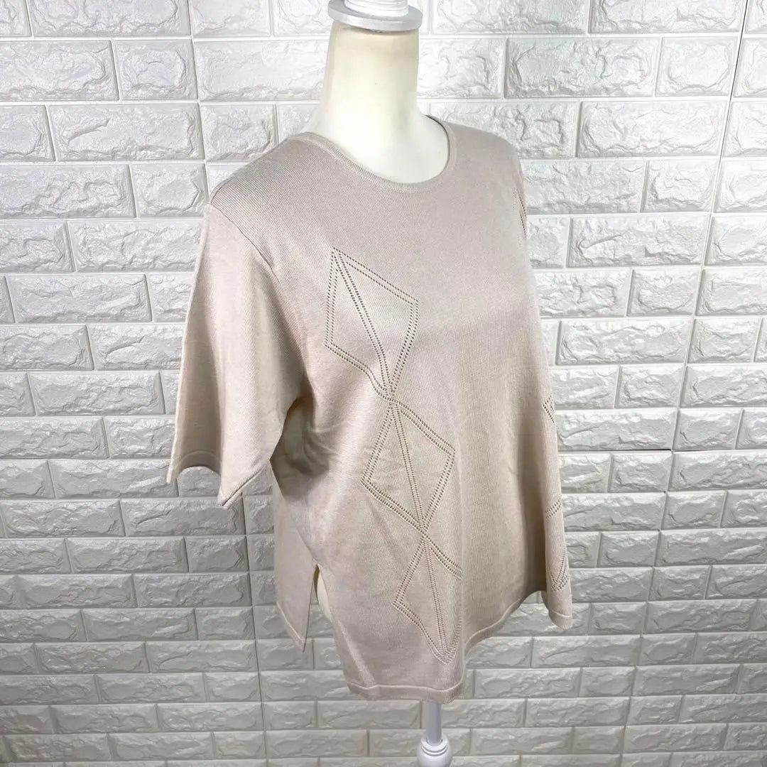 ◯ Sin marca tops de manga corta lino mixto suelto suelto beige talla L | ◯ノーブランド 半袖トップス リネン混 ゆったり ゆるだぼ ベージュ Lサイズ