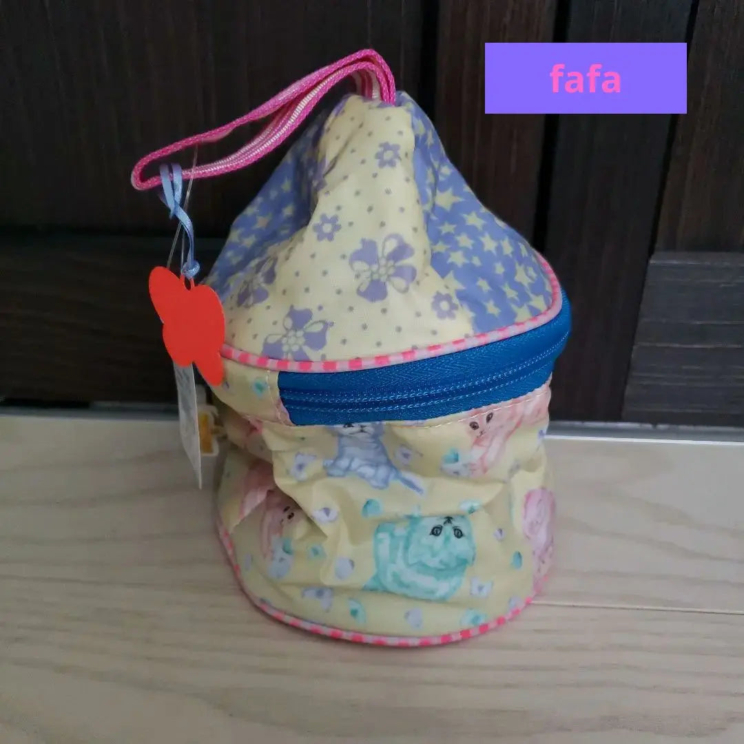 ♥️fafa♥️Unused Tag Tent Mug Pouch Yellow Cat Pattern