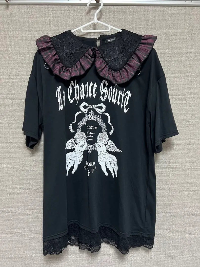 NOEMIE Check Ruffle Gothic Angel T-shirt