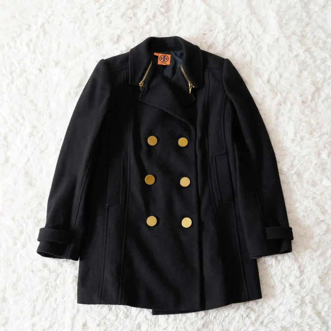 TORY BURCH Peacoat Wool Black Gold Button M