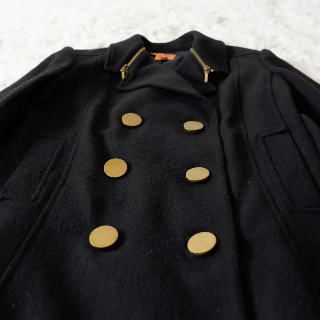 TORY BURCH Peacoat Wool Black Gold Button M