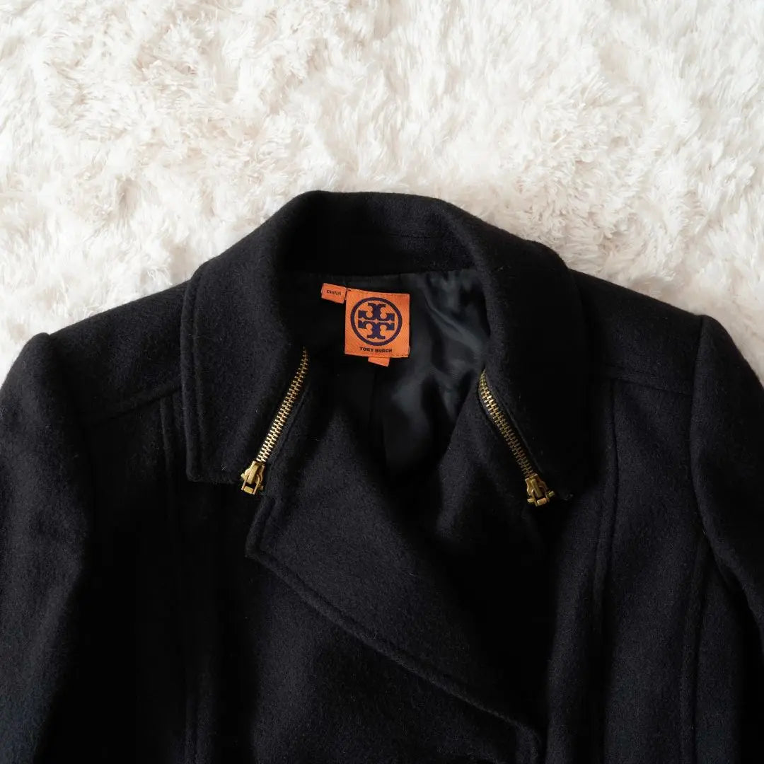 TORY BURCH Peacoat Wool Black Gold Button M