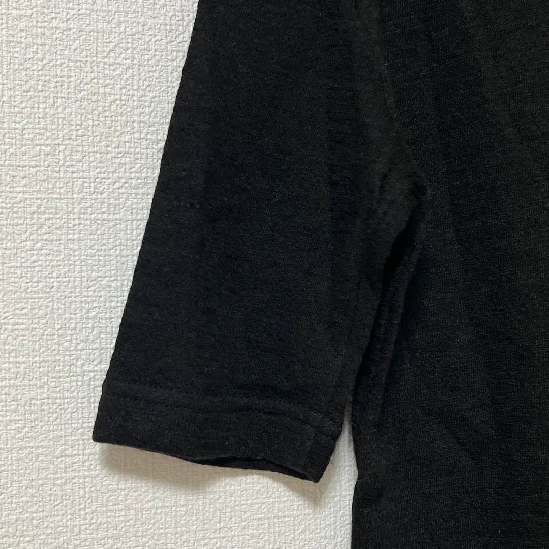 [Mamicco] Short-sleeved knit turtleneck pullover wool blend made in Japan black | 【ママイクコ】半袖ニット タートルネック プルオーバー ウール混 日本製 黒