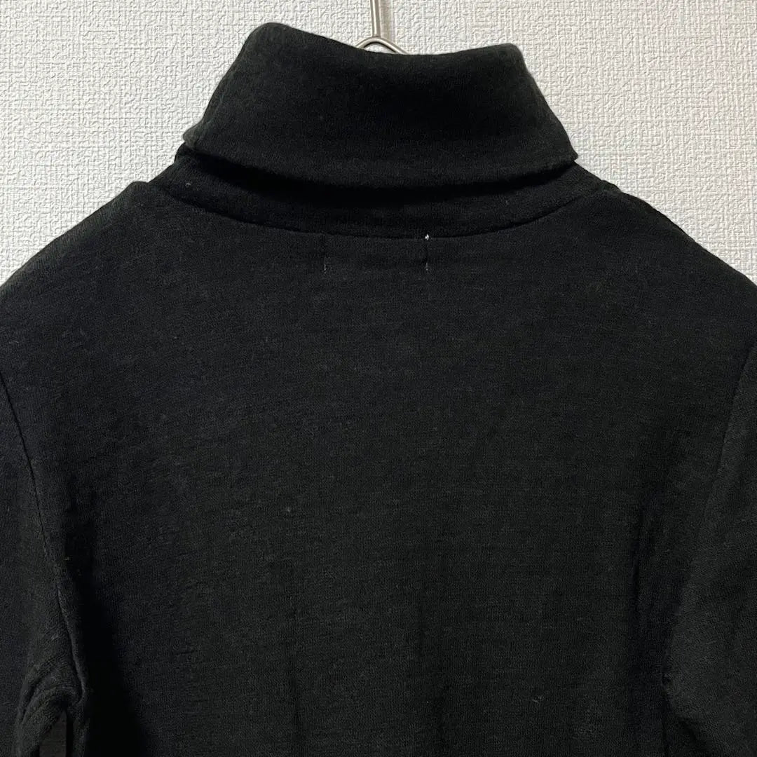 [Mamicco] Short-sleeved knit turtleneck pullover wool blend made in Japan black | 【ママイクコ】半袖ニット タートルネック プルオーバー ウール混 日本製 黒