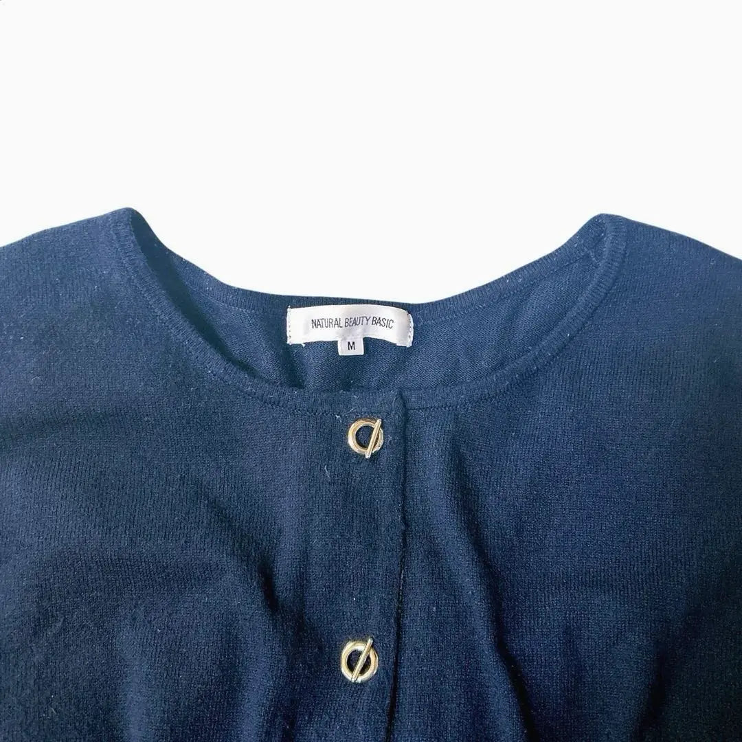 NEUTRAL BEAUTY BASIC Navy Cardigan M Navy Blue Hair Mixed