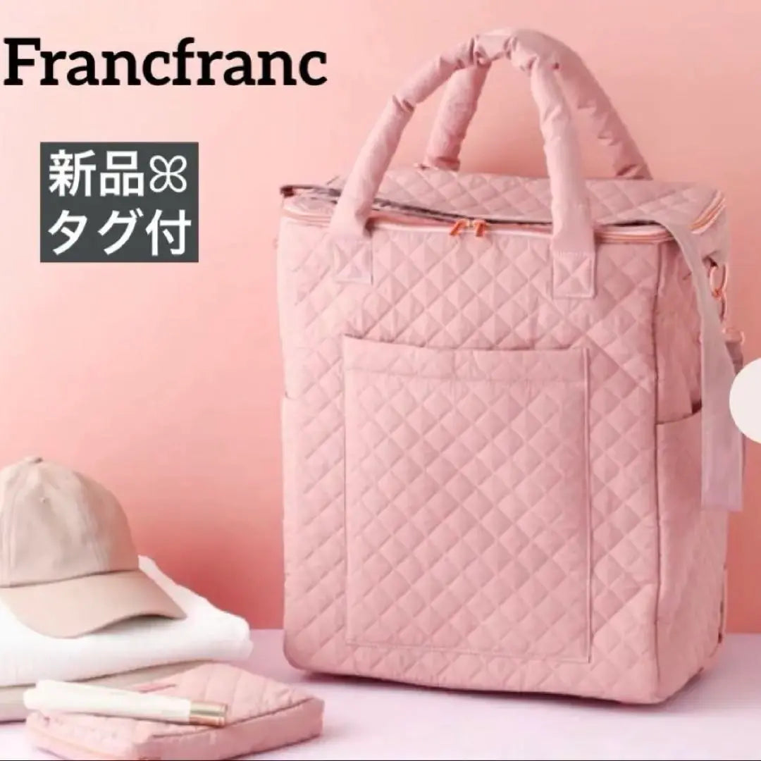 New tag included ✨Francfranc quilted soft carry bag pink | 新品タグ付✨フランフラン キルティング ソフトキャリーバッグ ピンク