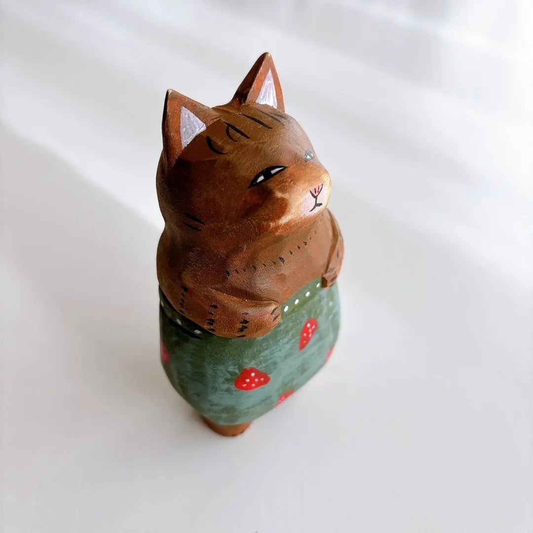 ④ Wood carving Cat interior ornament, sculpture, interior goods, interior accessories, crafts