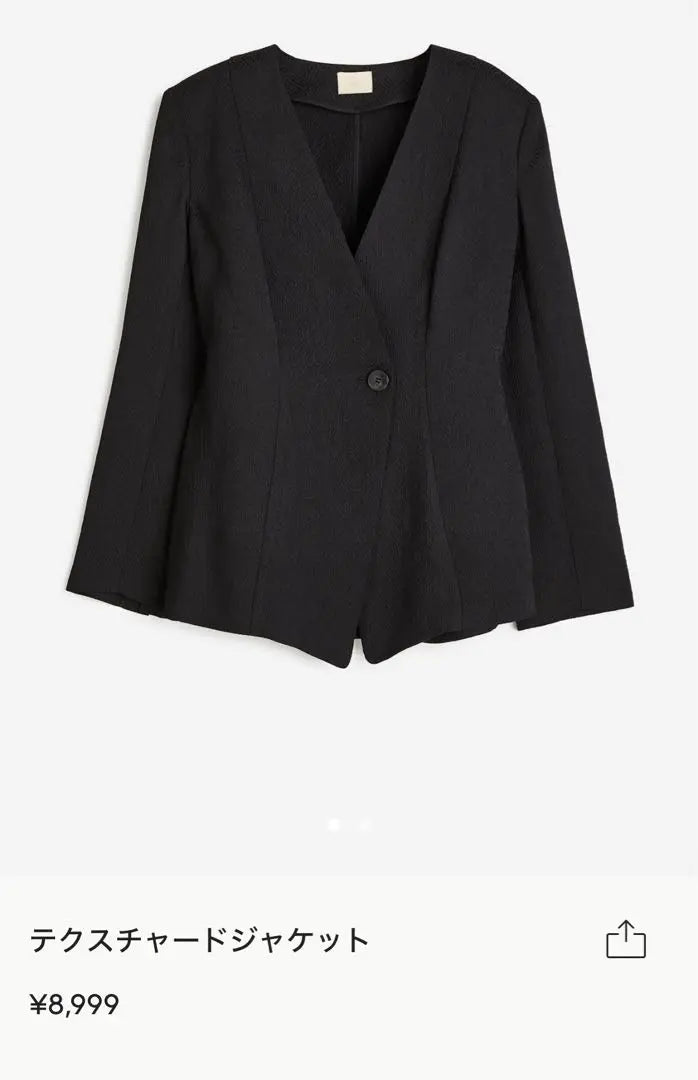 [With a beautiful tag] H&M Textured Jacket Black Tailored Jacket