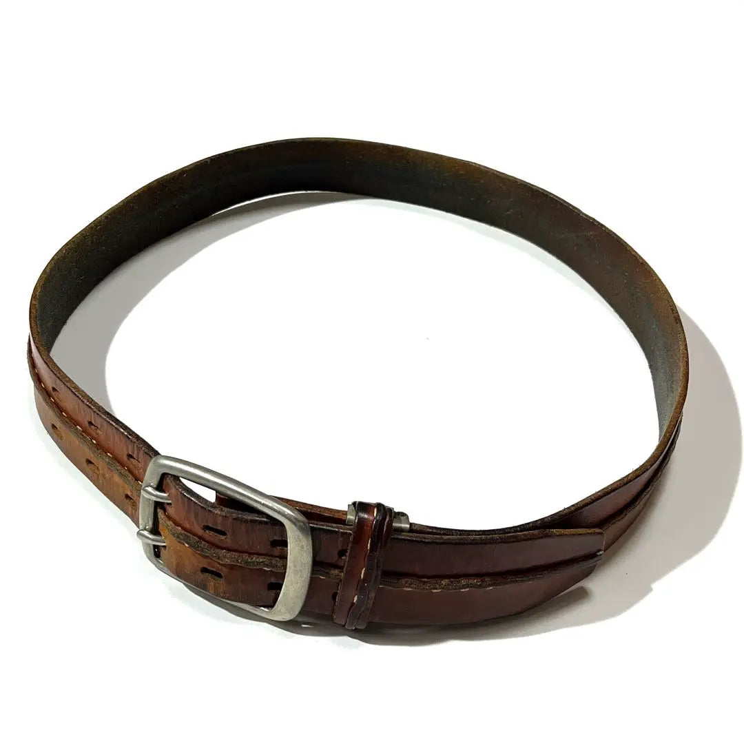 Pin buckle leather belt brown vintage 90s