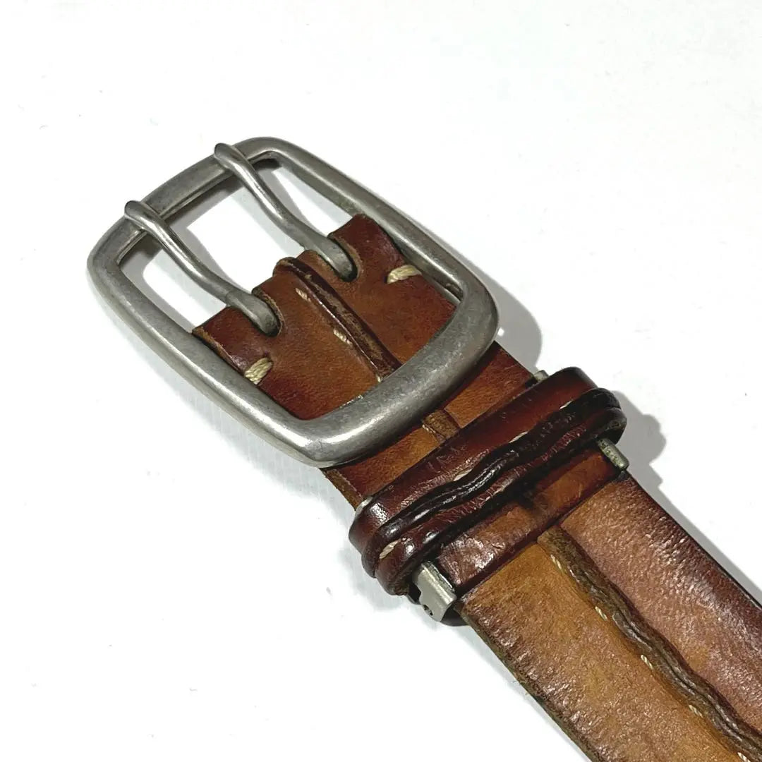 Pin buckle leather belt brown vintage 90s