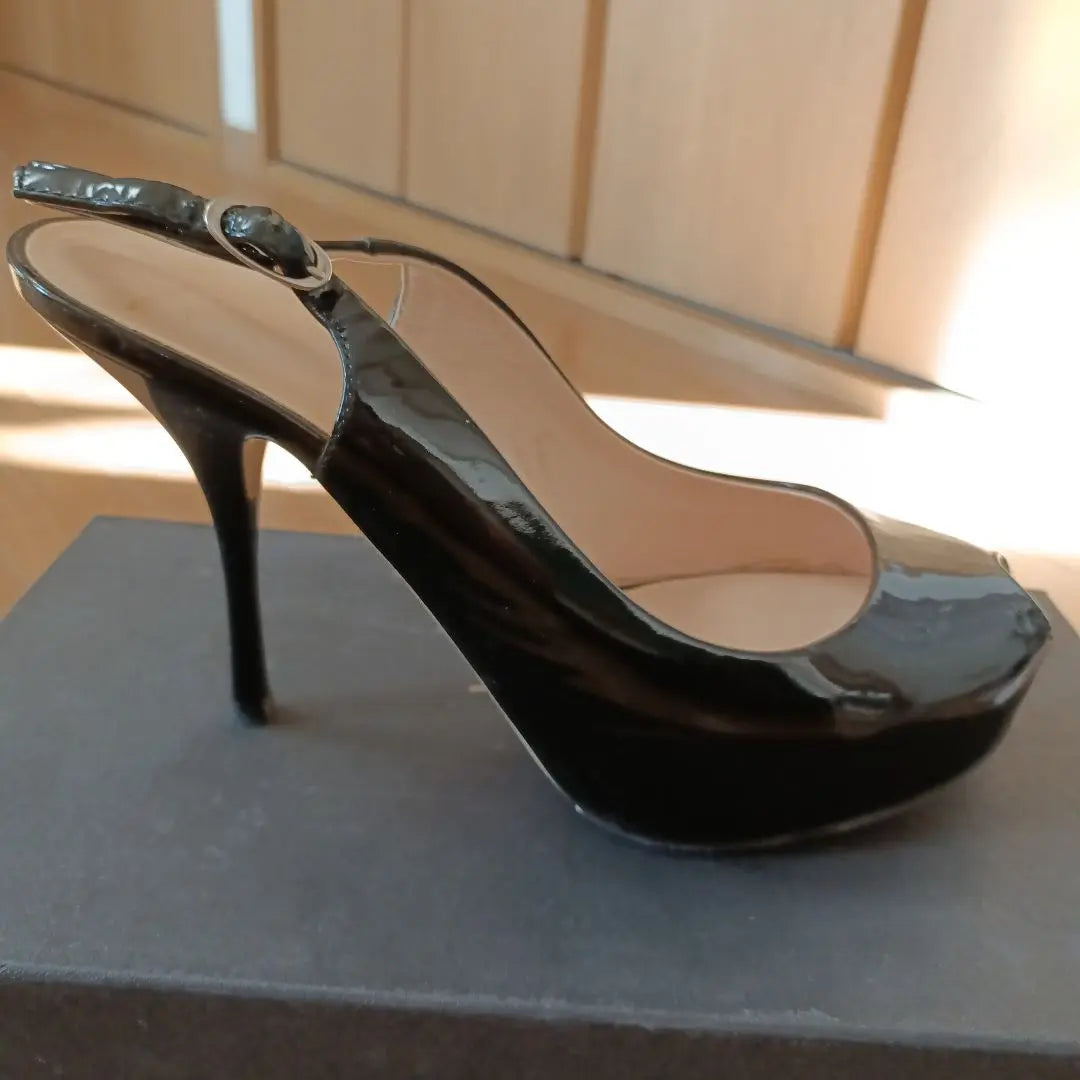 Giuseppe Zanotti Black Enamel with Open Toe High Heel Bag