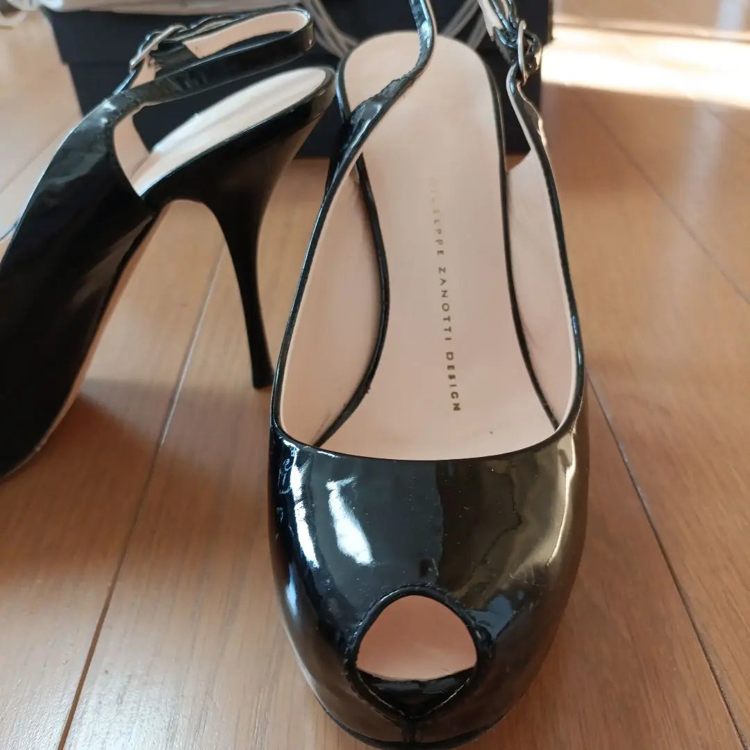 Giuseppe Zanotti Black Enamel with Open Toe High Heel Bag