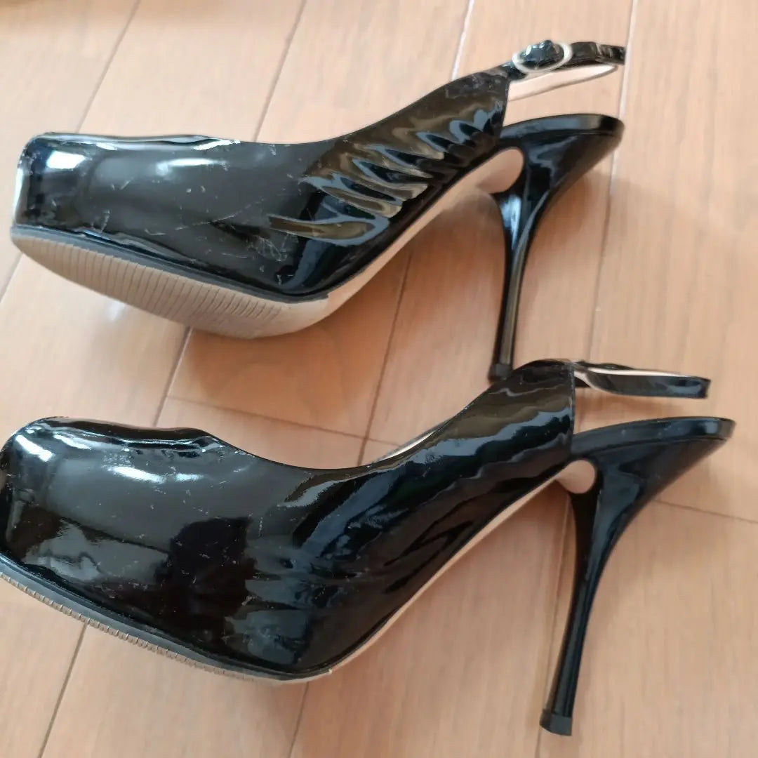 Giuseppe Zanotti Black Enamel with Open Toe High Heel Bag