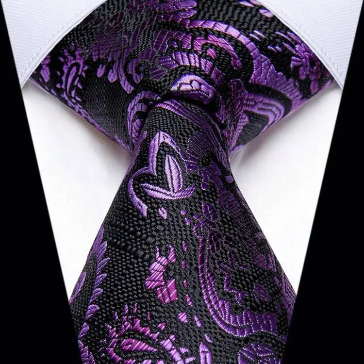 [Recommended product] Silk tie, plant pattern, purple