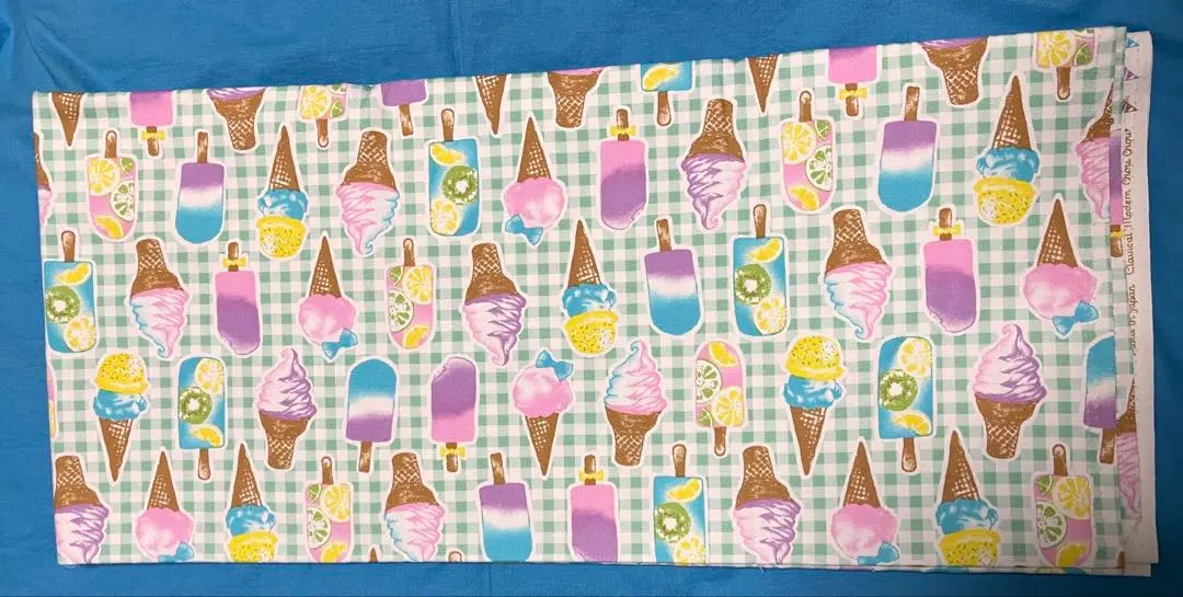 Classical Modern Ice Cream Oxford Gingham Check Green Fabric Scrap