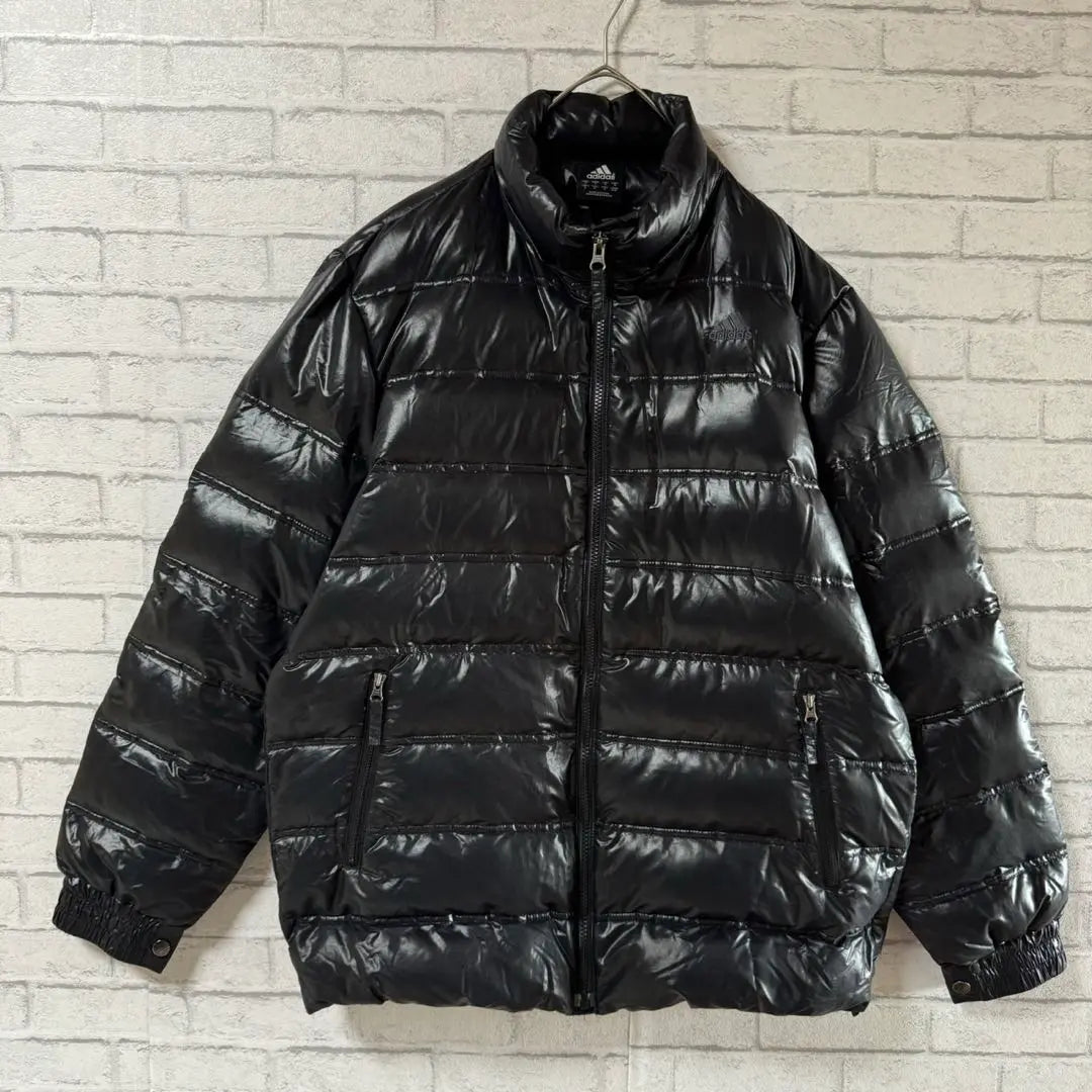 Ropa vieja rara de los años 90 Vintage Adidas Down Jacket Bordado Logo Negro O | 希少 90s 古着 ヴィンテージ アディダス ダウンジャケット 刺繍ロゴ 黒 O